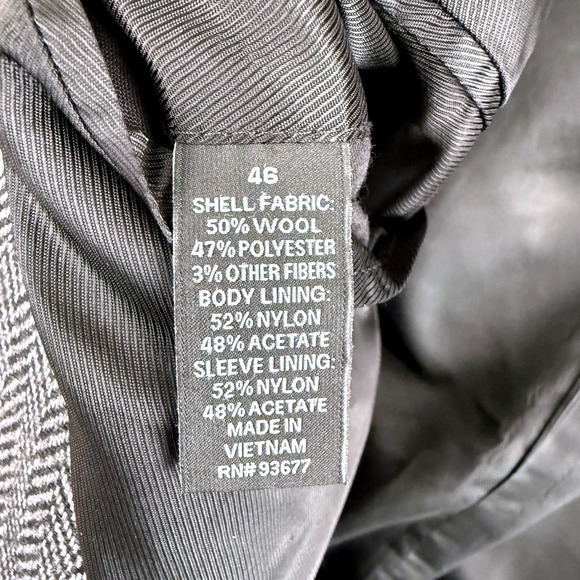 Claiborne Mens Gray Herringbone Blazer 46R Wool Blend Sport Coat Business Casual - Picture 7 of 14